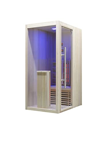 Infrarotkabine WELCON Easytherm Solo - Hemlock Massivholz Sauna für eine Person - Tür rechts oder links wählbar (Tür...