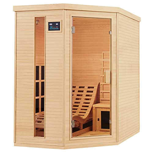 Artsauna Infrarotkabine Kolding — Triplex-Heizsystem Infrarotsauna - 2 Personen — LED-Farblicht, Digitale Steuerung...