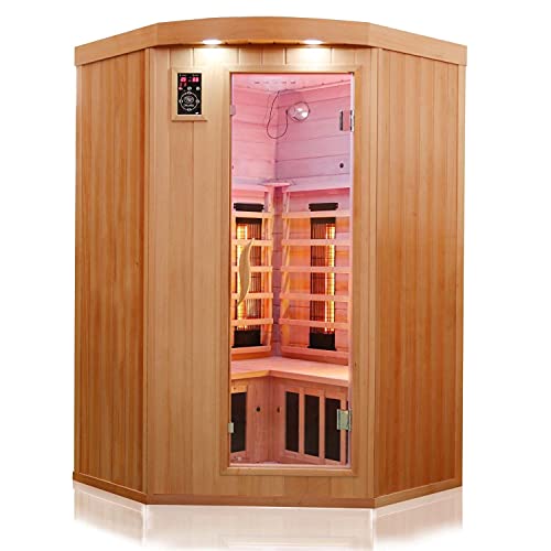 Dewello Infrarotkabine Infrarotsauna LAKEFIELD 2 120cm x 120cm für 1-2 Personen aus Hemlock Holz mit...