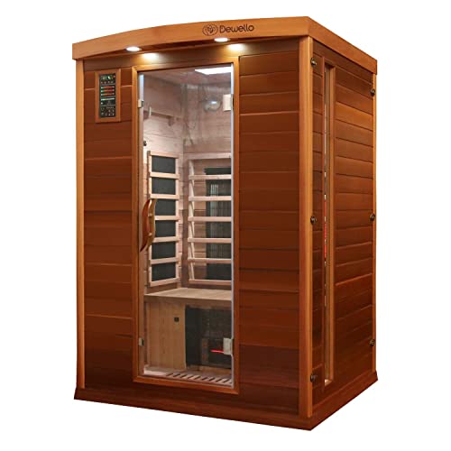 Dewello Infrarotkabine Infrarotsauna Pierson PRO 135x105 für 1-2 Personen aus Zedernholz mit Duo Vollspektrumstrahler,...