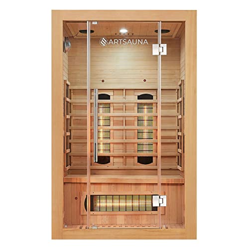 Artsauna Infrarotkabine Kiruna120 mit 5 Vollspektrum- & 3 Flächenstrahler, 2 Personen, 120 x 105 x 190 cm, LED...