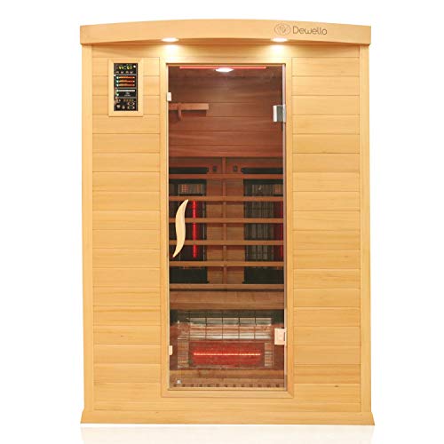 Dewello Infrarotkabine Infrarotsauna Pierson PRO 135x105 für 1-2 Personen aus Hemlock und Zedern Holz mit Duo...