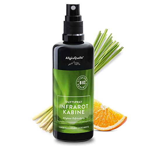 AllgäuQuelle BIO Infrarotkabine Duftspray mit 100% Bio-Öle. Allgäuer Erfrischung Lemongrass Orange Bergamotte...