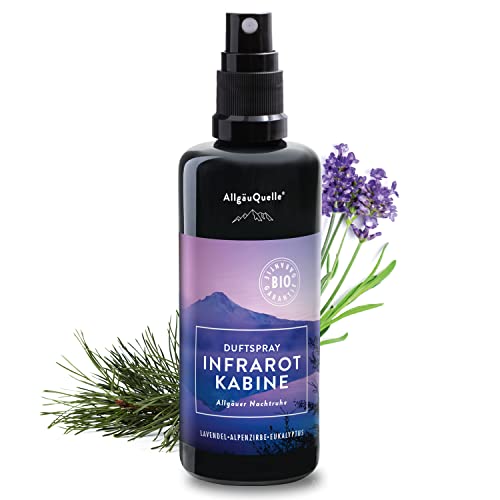 AllgäuQuelle BIO Infrarotkabine Duftspray mit 100% Bio-Öle. Allgäuer Nachtruhe Lavendel Alpenzirbe Eukalyptus...