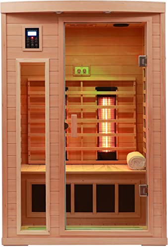 CONLONS Infrarotkabine Infrarotsauna für 2 Personen, EMF-arme Sauna für Zuhause, 120 x 100 x 192 cm, kanadische...