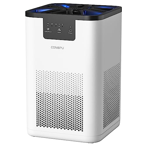 CONOPU Luftreiniger Allergiker HEPA H13 Filter, Air Purifier Aromatherapie-Funktion, Luftfilter Wohnung Nachtlicht,...