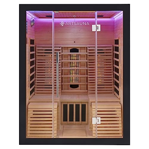 Artsauna Infrarotkabine Helsinki 150 Dual Technologie, LED - Infrarotsauna 150x150 cm - 1 Bank, 2 Liegen für 3 Personen...