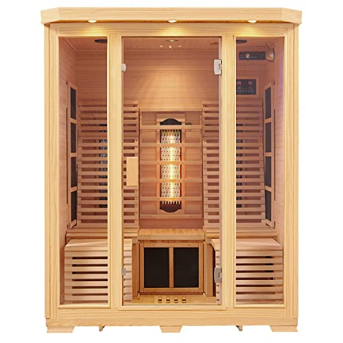 Artsauna Infrarotkabine Helsinki 150 - Infrarotsauna 150x150 cm mit Triplex-Heizsystem, LED-Farblichttherapie & 2 Liegen...