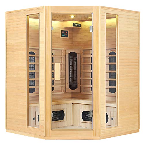 Artsauna Eck-Infrarotkabine Nyborg E150K - Infrarotsauna 150x150 cm mit Dual-Technologie & LED-Farblicht - bis zu 4...