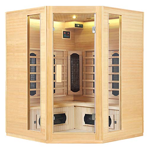 Artsauna Eck-Infrarotkabine Nyborg E150K - Infrarotsauna 150x150 cm mit Dual-Technologie & LED-Farblicht - bis zu 4...