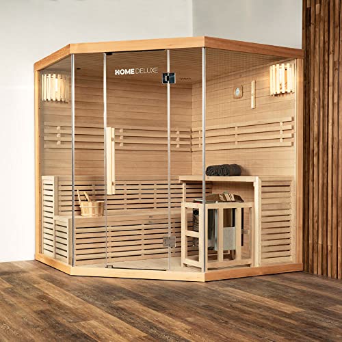 Home Deluxe - Traditionelle Sauna - Skyline XL Big - 200 x 200 x 210 cm - für 2-6 Personen, Hemlocktanne, inkl....