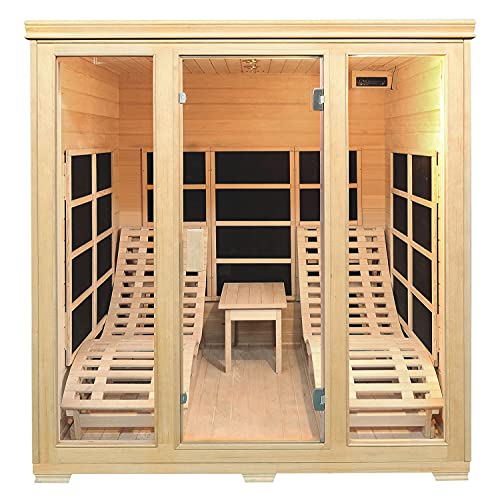 Artsauna Infrarotkabine Billund Dual-Technologie mit 2 Relaxliegen & Tisch - 180x180x190 cm - 2 Personen - Infrarotsauna...