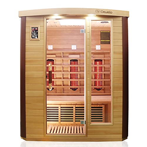 Dewello Infrarotkabine Infrarotsauna Toronto 160x110 für 2-4 Personen aus Hemlock & Zedernholz mit stufenlos regelbaren...