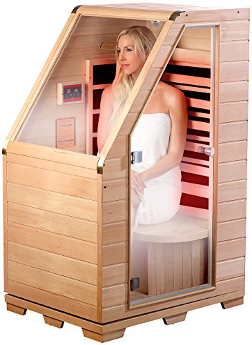 newgen medicals Infrarotkabine: Kompakte Infrarot-Sitzsauna aus Hemlock-Holz; 760 W; 0.62 m² (Infrarotsauna, Sitzsauna...